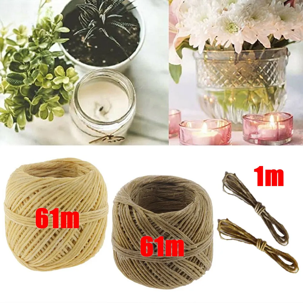 10Pcs 1m/3.28ft Organic Hemps Wicks for Scented Candles Making Tools Well Coated Natural Beeswax Candle Wick DIY Birthday Gifts