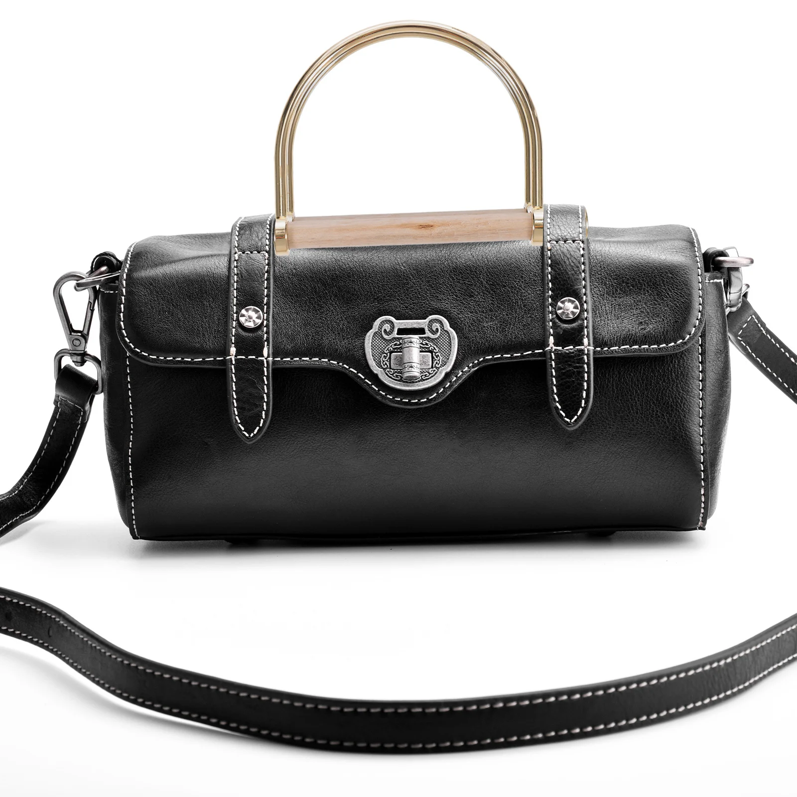 

2pcs Metal Handbag Handles Wood Accessories for Crochet Bags Replacement DIY Bag Parts Purse Hardware Craft Supplies