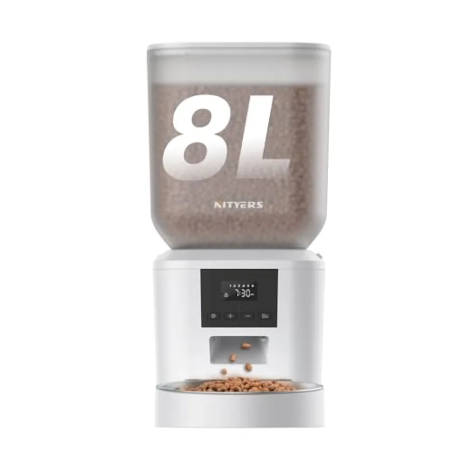 

Automatic Dog Feeder - 8L/34 Cups Large Capacity Automatic Cat Food Dispenser with LCD Screen Large Food Tray Battery Operated