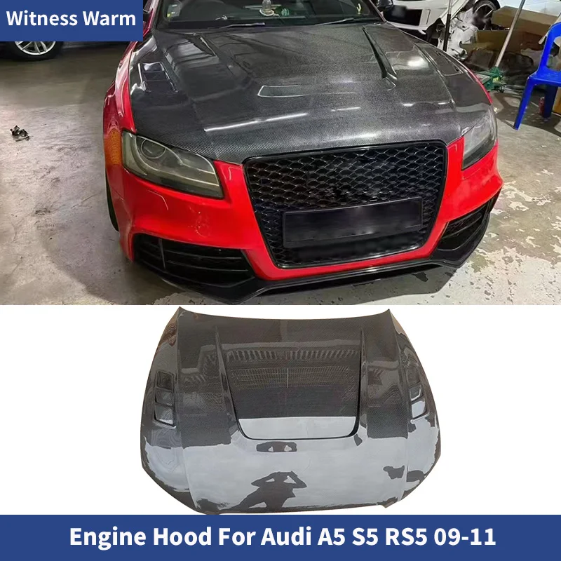 Für Audi A5 S5 RS5 Tuning 2009 2010 2011, Kohlefaser/FRP-Motorabdeckung, Motorhaube, Bodykit
