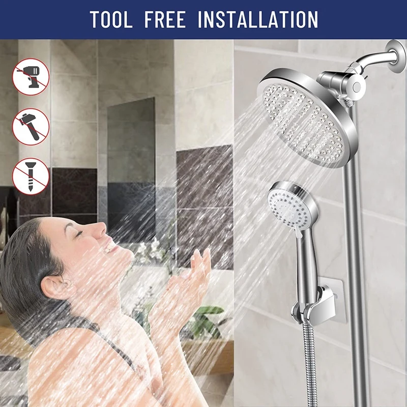 Shower Heads, High Pressure Rainfall And Handheld Shower Head Combo, 3 Mode Detachable Dual Shower Head For Bath