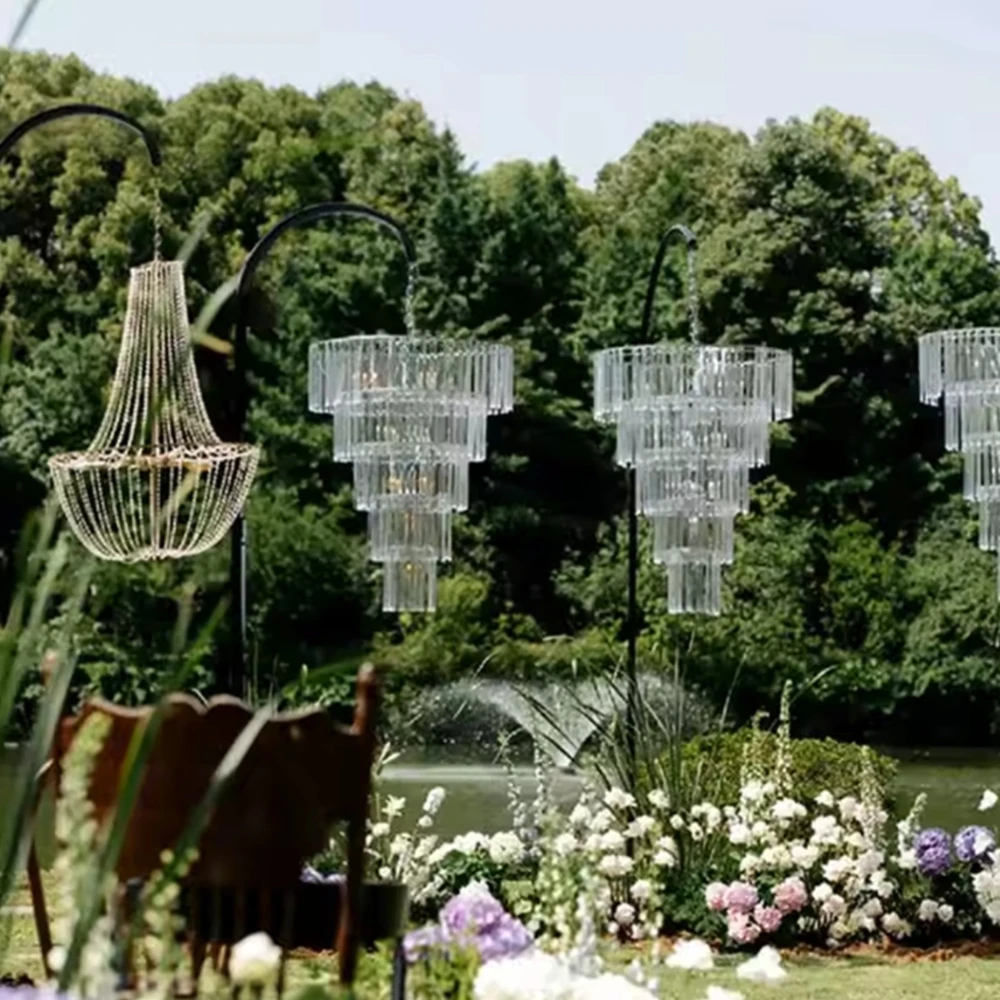 6pcs New wedding stage decoration crystal chandelier bracket acrylic pendant road lead wedding chandelier floor standing