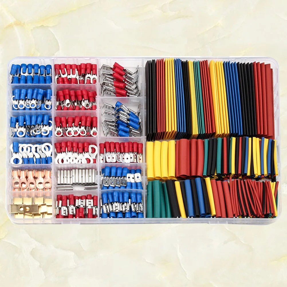 

350 шт. клеммы для подключения проводки холодного давления с набором термоусадочных трубок для автомобильных электриков, клеммы для подключения проводки