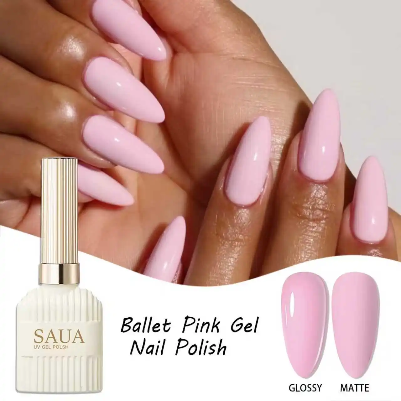 15ml ballet pink nail polish adhesive, gentle and versatile temperament pink, can create two textures of glossy/frosted