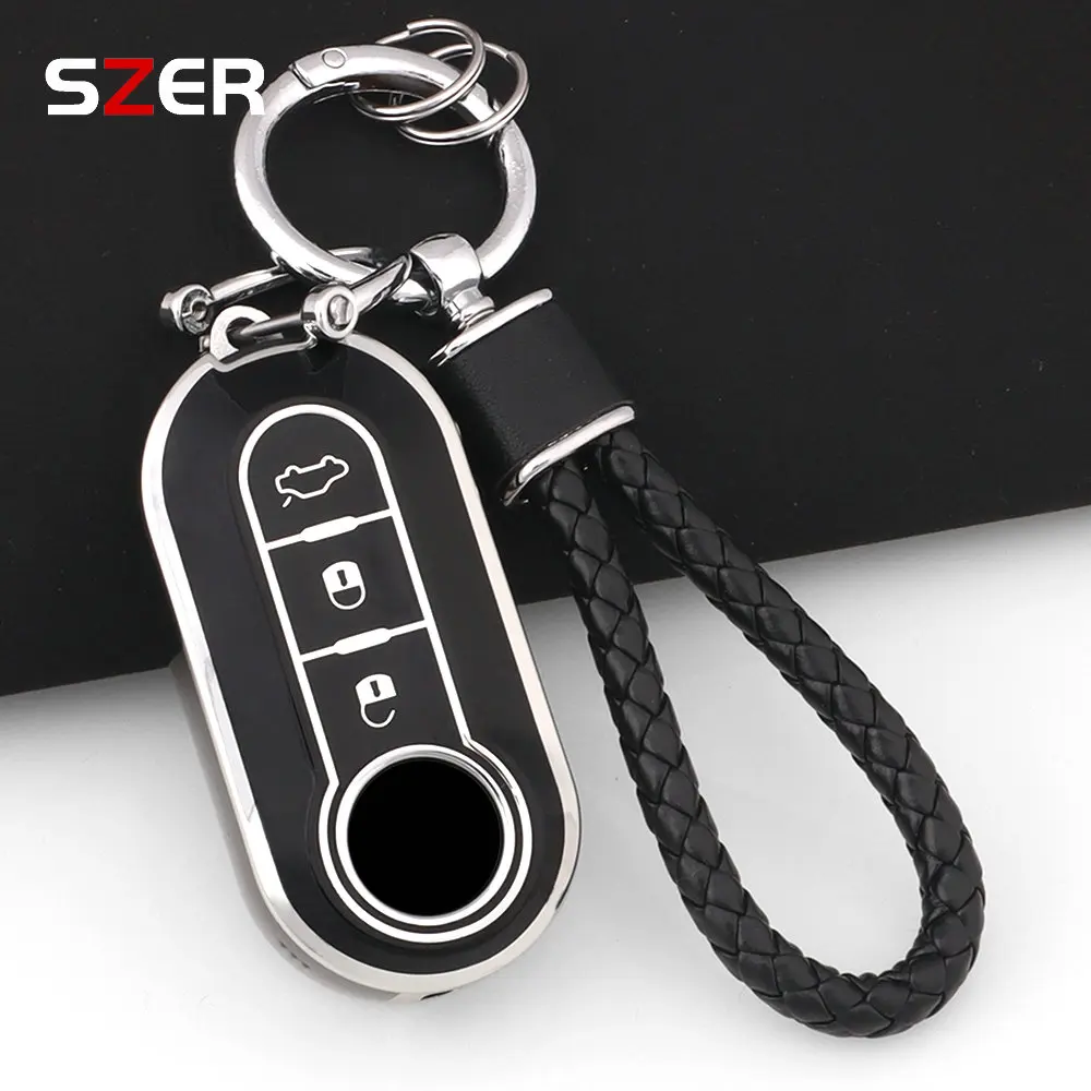 TPU Car Key Cover Case Fob For Fiat 500 Panda Punto Bravo Doblo Peugeot Boxer Citroen Relay Fiat Ducato Lancia Musa Keychain
