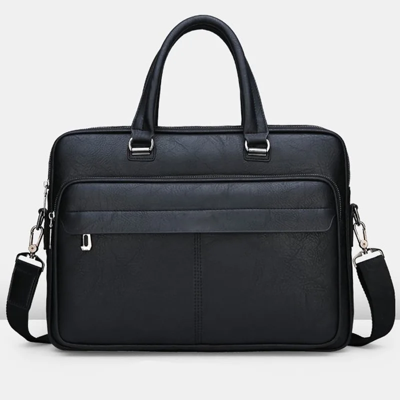 Maleta de couro PU retro clássica masculina, bolsa de negócios, bolsa de ombro crossbody, estojo para computador portátil, marca de luxo, nova