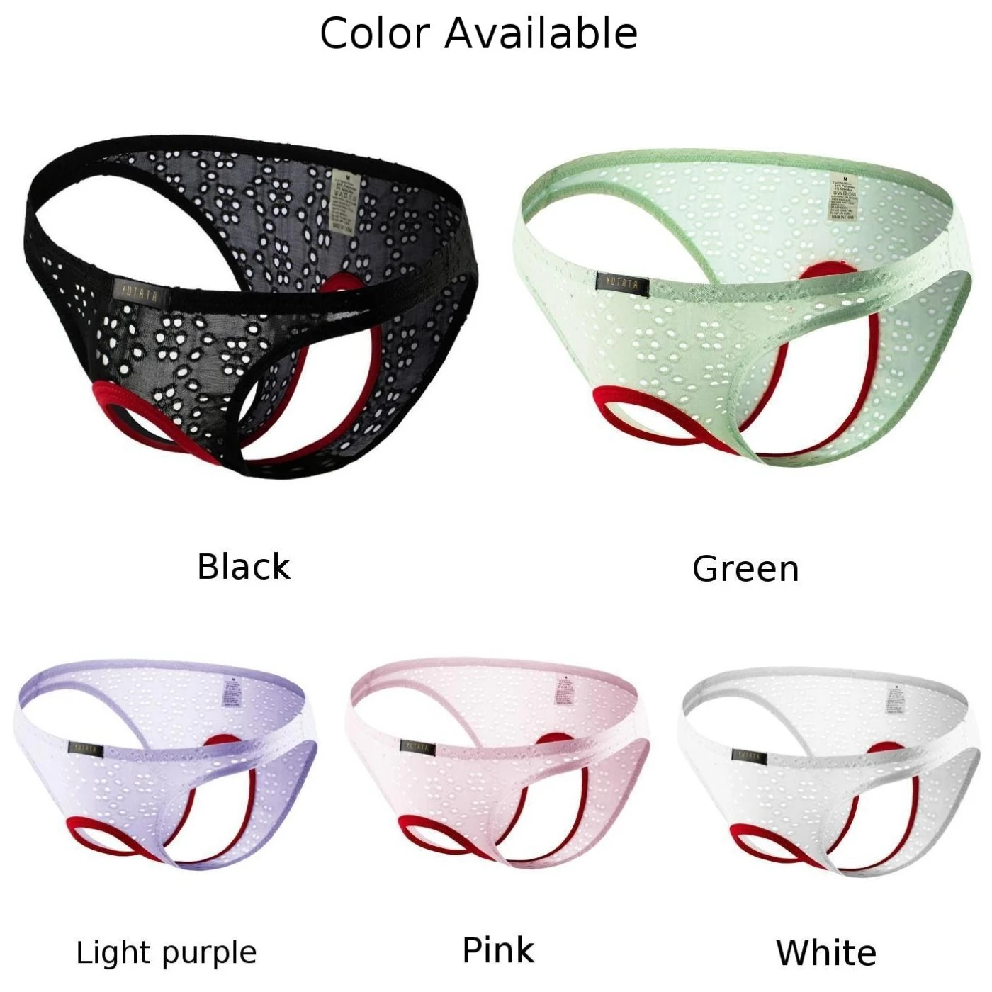 العلامة التجارية الجديدة للرجال الملابس الداخلية Underpant البوليستر سيسي الملابس الداخلية تنفس Crotchless الجبهة مفتوحة عارضة #5