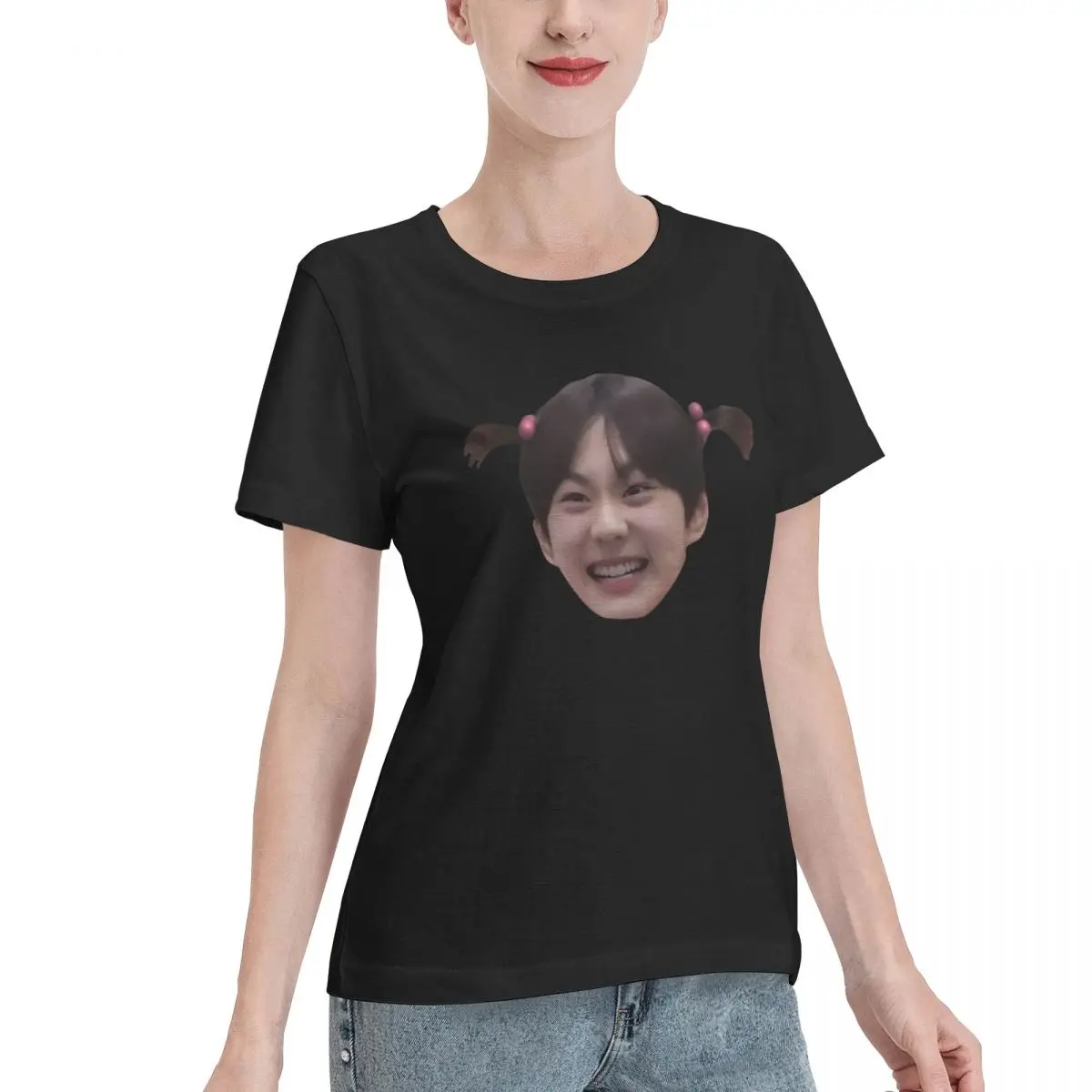 No Fade Jungwon In Pigtails Sticker Women's T-shirt Weekend Look Non Shrink Tshirt
