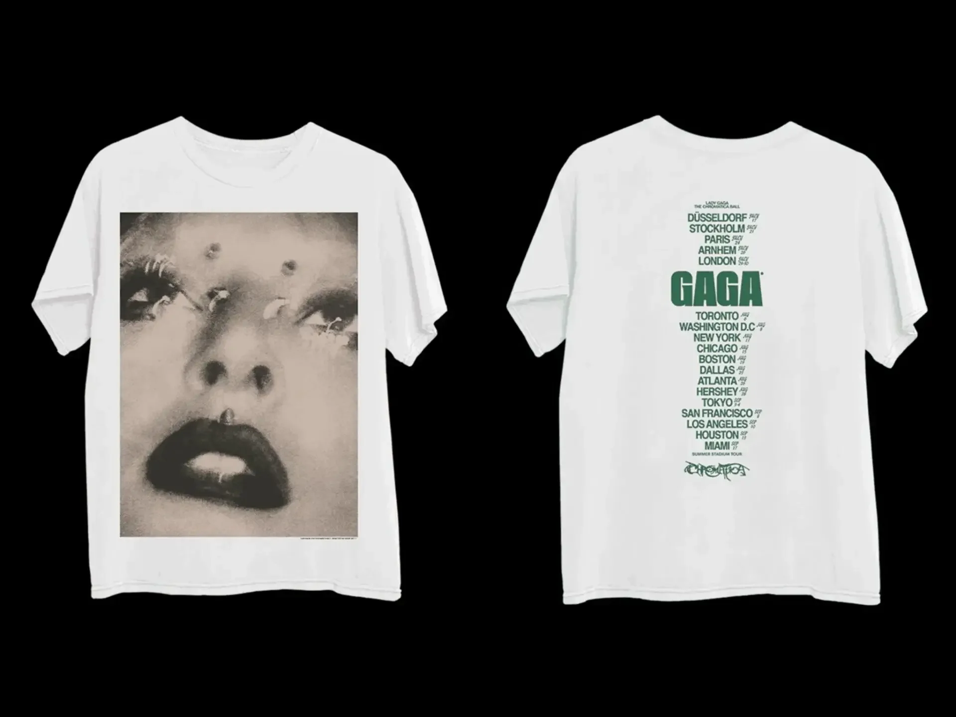 2024 Ladygaga 크로마티카 볼 투어 티셔츠, 하이 퀄리티 스트리트 반팔 상의, 힙합 캐주얼, 남녀공용, 무료 배송 