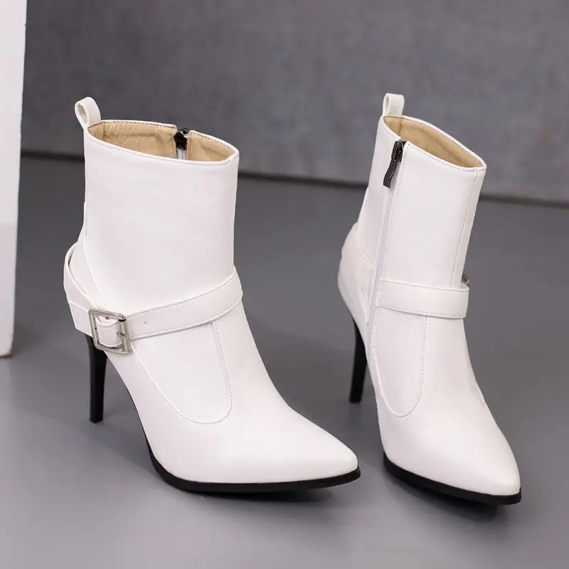 REAVE CAT Sexy Women Ankle Boots Pointed Toe Stiletto 10CM Size 48 49 50 Fashion Party Female Shoes 33