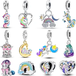 Dreamy Unicorn Series 925 Sterling Silver Rainbow Cloud Dreamy Color Charms Beads 3mm DIY Fine Jewelry Making