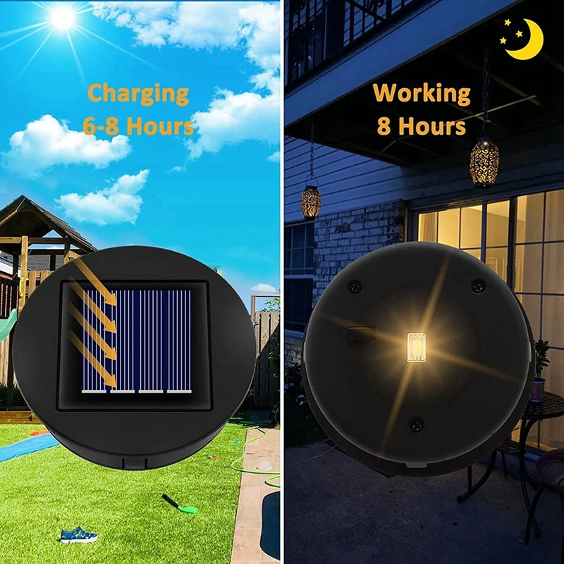 4PCS LED Solar Lights Replacement Top Solar Lantern Solar Panel Powered Lantern Lid Lights For Outdoor Pathway Yard Easy Install