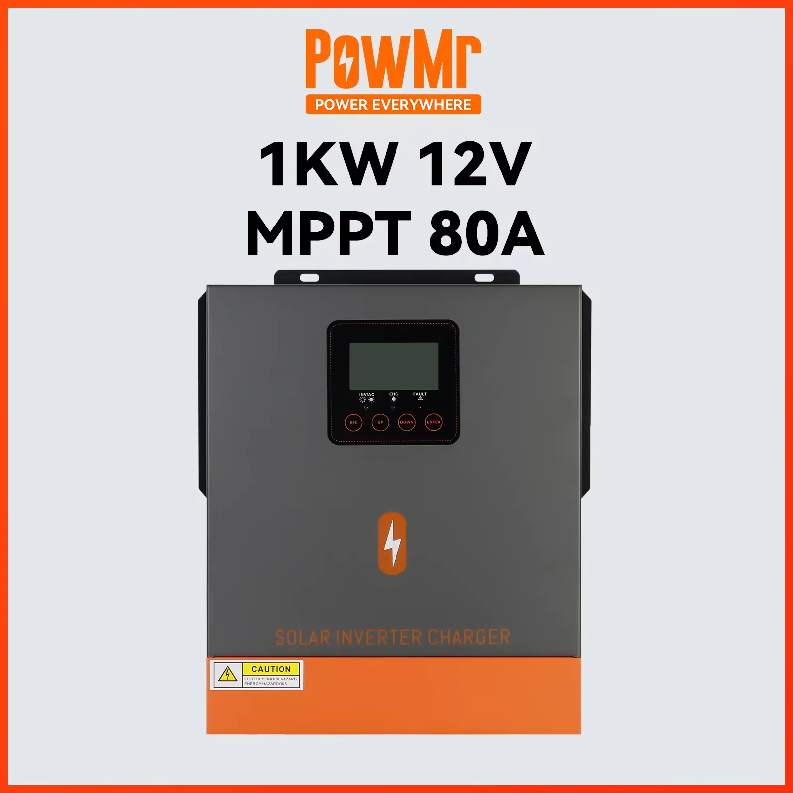 PowMr 12V 24V Hybrid Solar Inverter MPPT 80A Off Grid Solar Inverter Pure Sine Wave 220V 230V 1KW 1.5KW 3KW Max PV Power 2KW 3KW