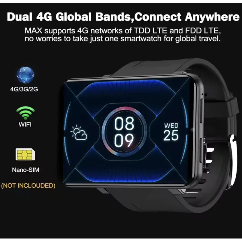 2025 DM100 4G Smart Watch 2.86" HD Touch Screen MTK6739 Quad Core 32GB+2700mAh Dual Camera GPS Bluetooth Waterproof Smartwatch