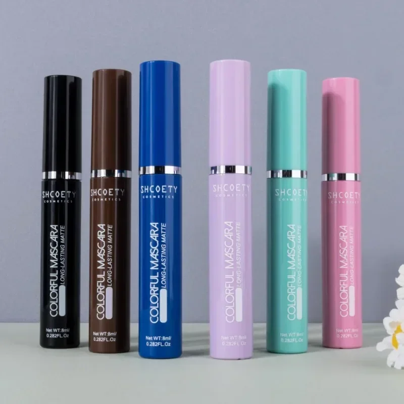 Heallor Colored Mascara Eyelashes Blue Pink Green Colorful Waterproof Mascara Charming Long Lasting Curling Mascara Eye Christma