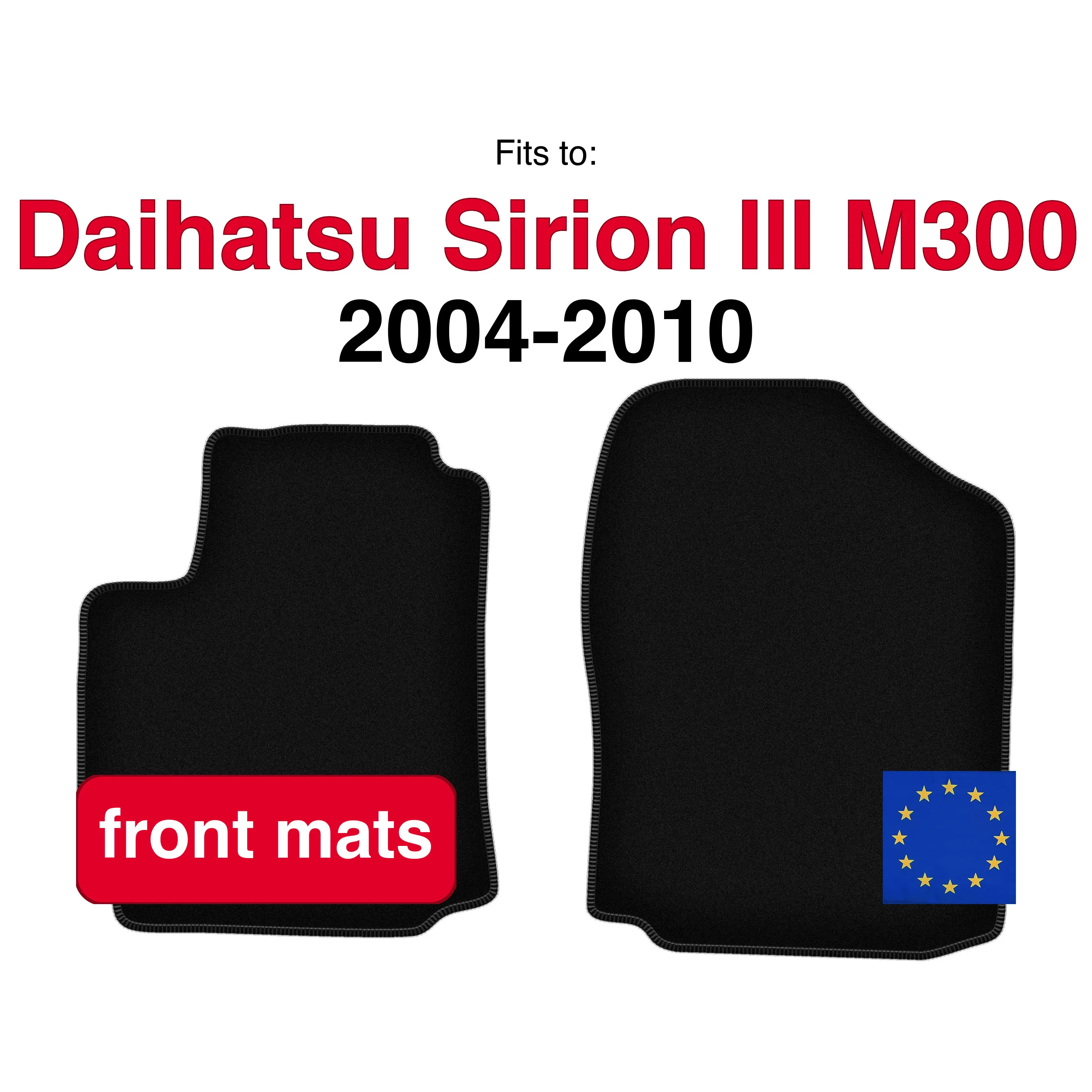 Velours vloermatten voor Daihatsu Sirion III M300 hatchback (2004-2010) - Zwart (2 stuks) set voorste autovloertapijt