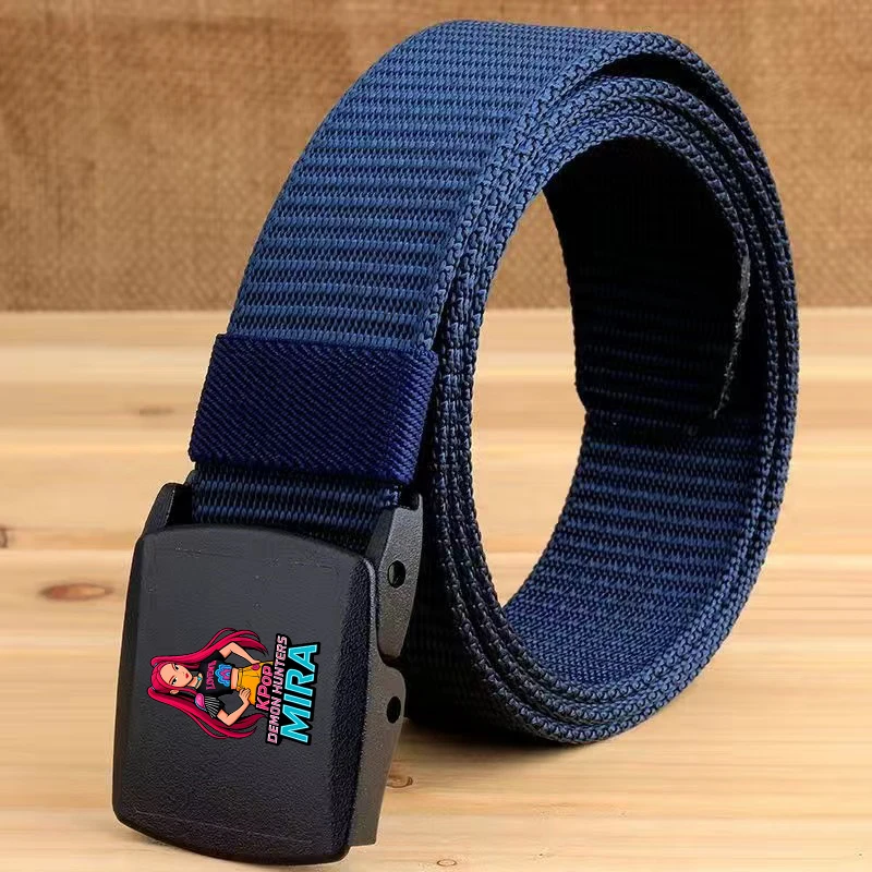 KPop デーモンハンターズ ルミ レディース キャンバスベルト アニメ アウトドア 旅行 ドレスアップベルト ナイロン カジュアル 学生 軍事訓練 布ベルト