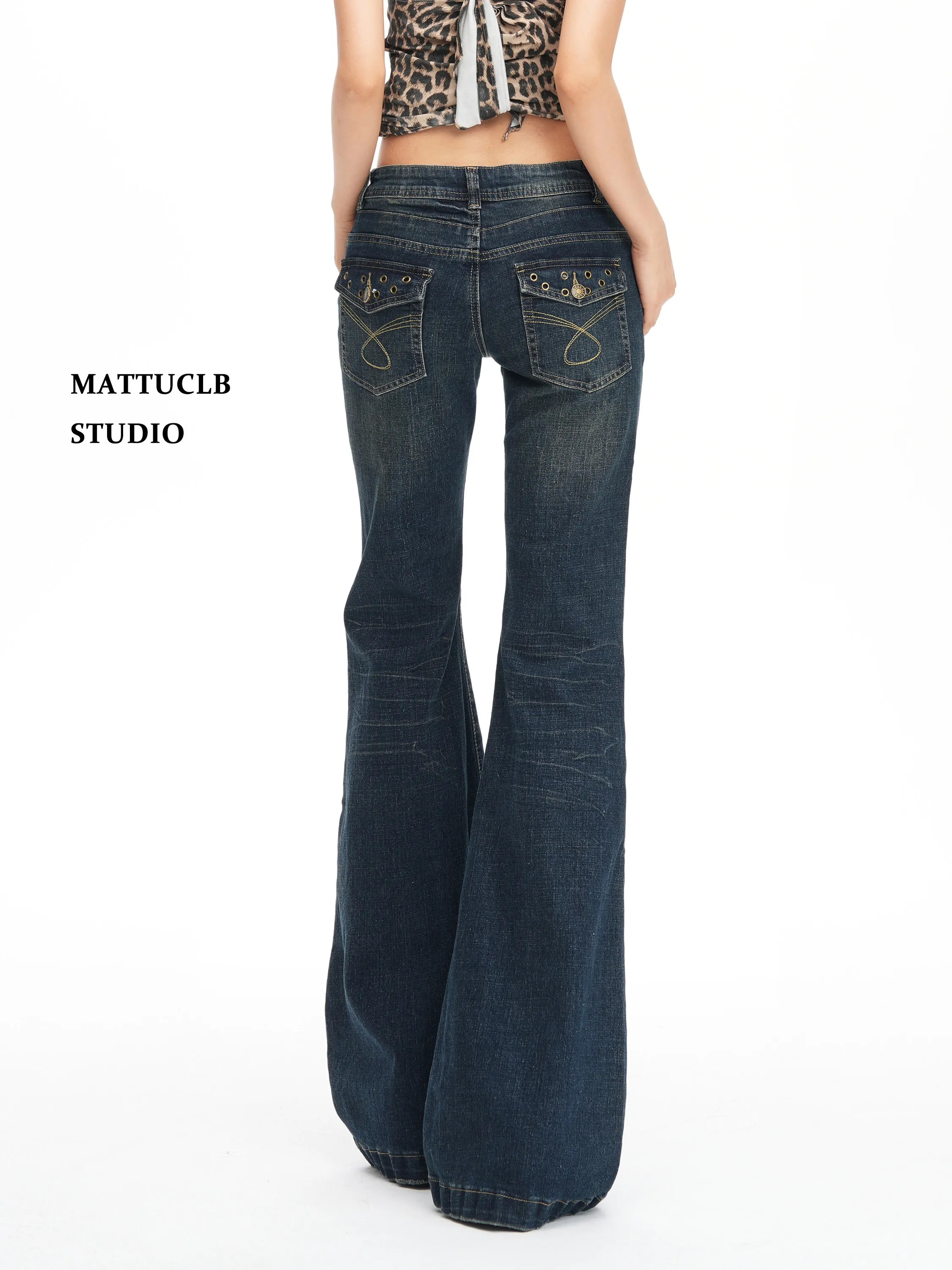 Women's Skinny Denim Pants Kpop Designer 2000s Abi Bell Bottom Low Rise Jeans Abi Long Trousers Japanese Y2k Grunge High Street