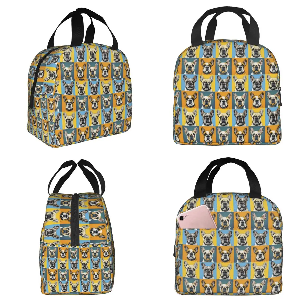 

Симпатичная термосумка для обедов с рисунком бостон-терьера для детей, школьная термосумка-холодильник для еды, портативный контейнер для ланчей