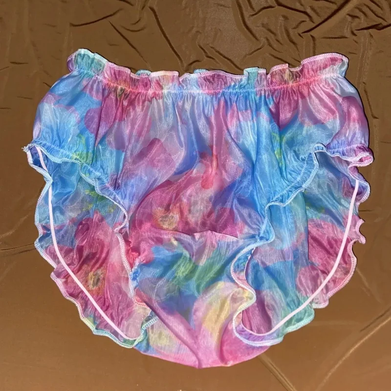 Sexy Transparent High Gloss Sheer Holographic See Through Soft Ultra Thin Printed Brief Loose underpants Private Party Costumes