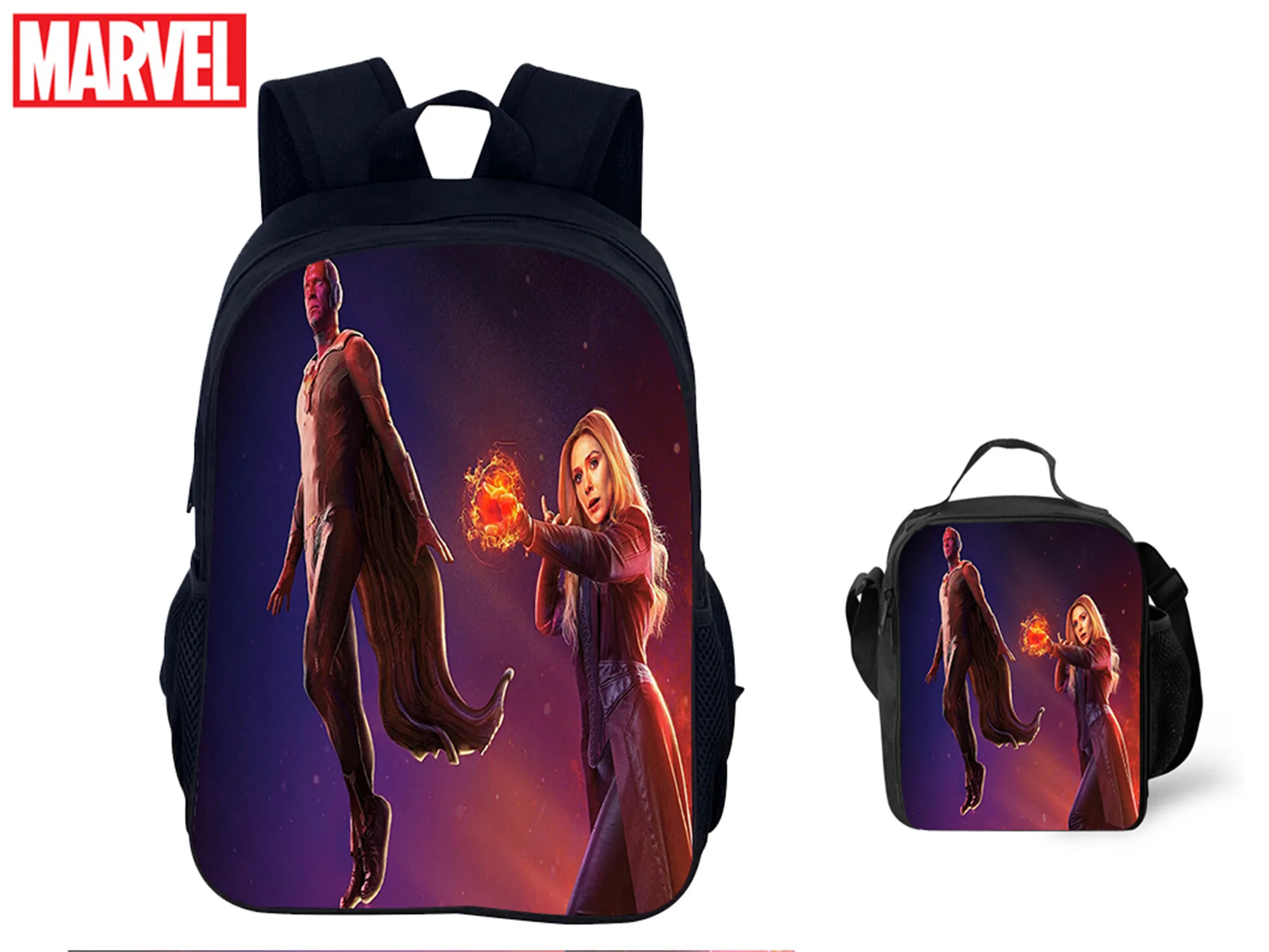 Scarlet Witch Student School Backpack and Insulated Lunch Tote Set,Lightweight Backpack Novelty Daypack for Kid