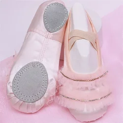 Professionale raso suola morbida balletto ragazze scarpe bambini pantofole femminile tinta unita Ballerina pratica Yoga palestra scarpe da ballo