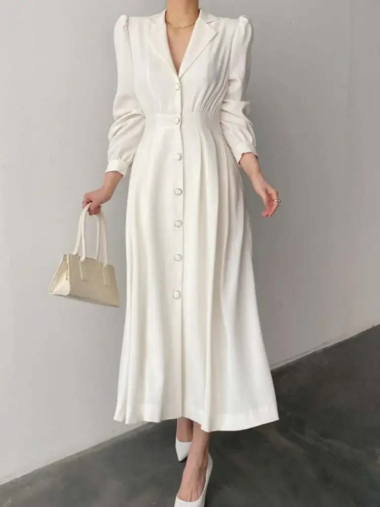 NMZM New Women's Autumn and Spring Midi Shirt Dress Elegant Office Women's One Piece Hanfu Tank Top