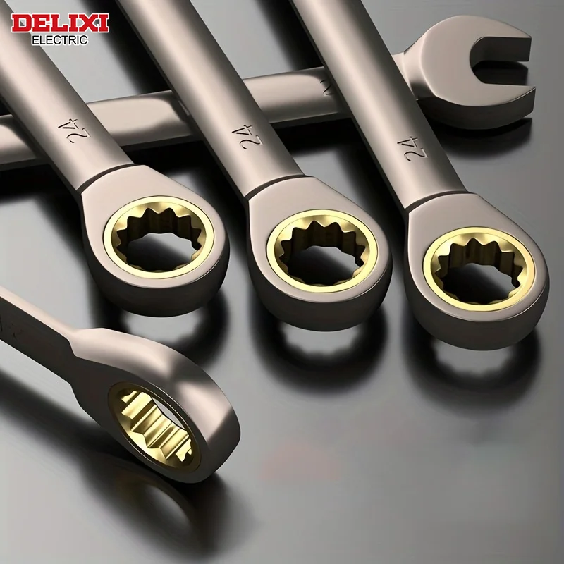 DELIXI ELECTRIC Ratchet Wrench Dual use in Both DirectionOpen-ended Torx Wrench，FourLayerPrecisionElectroplating， AutoRepairTool