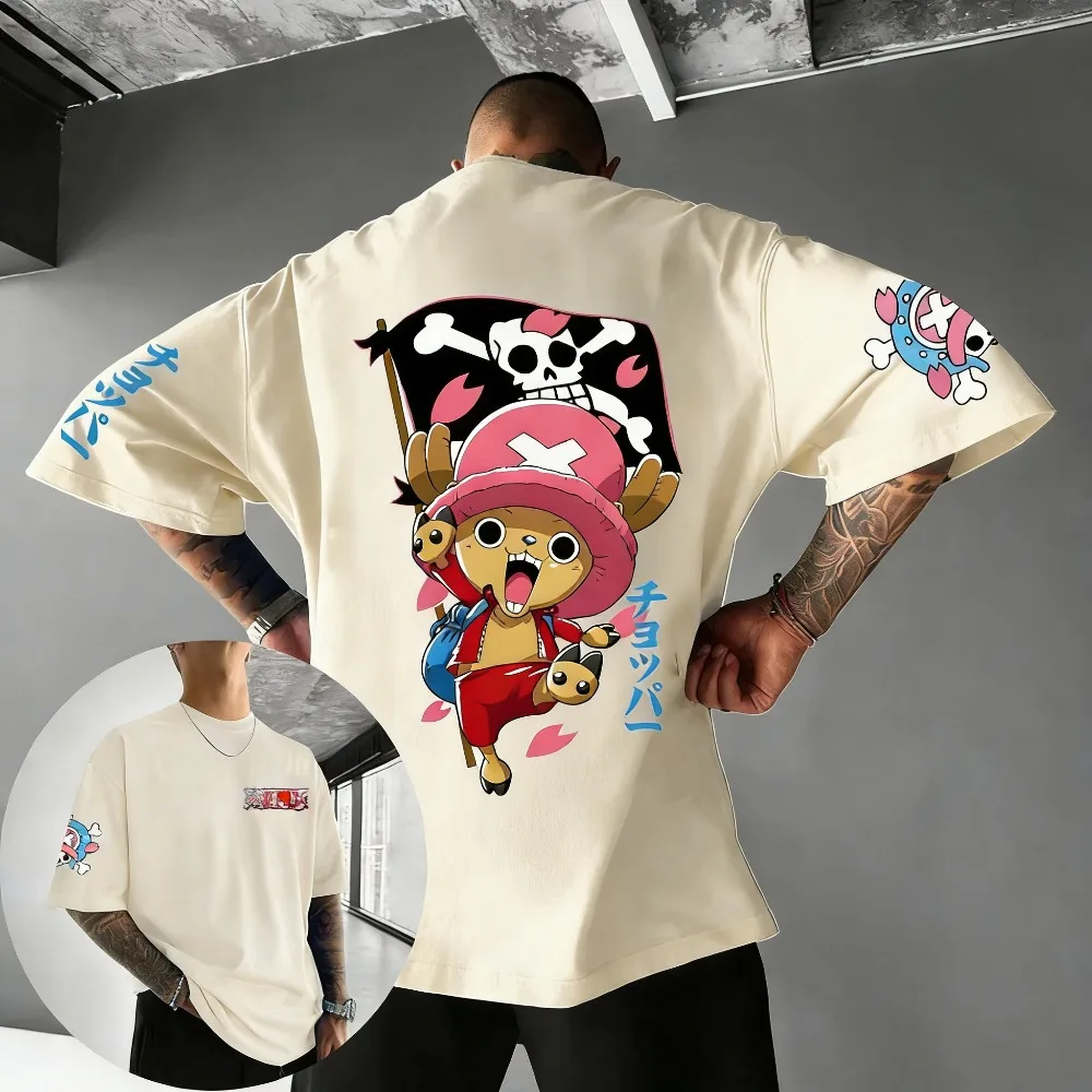 2026 Neues Unisex T-Shirt ONE PIECE Tony Tony Chopper 2026 Sommer Harajuku Anime Bedrucktes Großes Lockeres Eltern-Kurzarmshirt – Detail 8