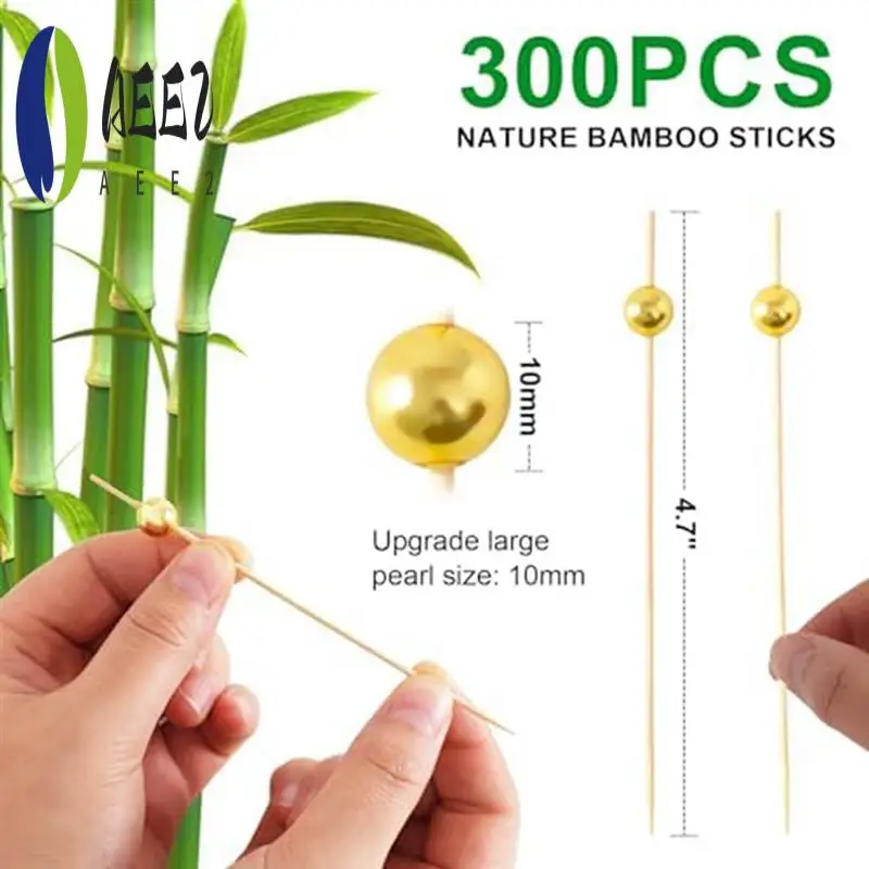 

AEE2-300 Pcs Cocktail Picks, 4.7 Inch Food Toothpicks For Appetizers/Bamboo Cocktail Skewers/Long Toothpicks For Fruit