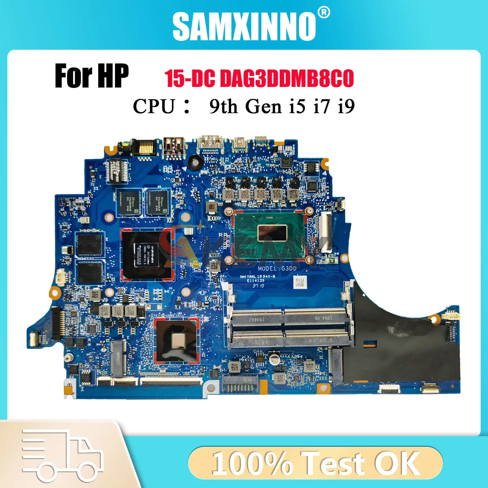 

For HP Omen 15-DC DAG3DDMB8C0 Laptop Motherboard With i5 i7 CPU GTX1650 4GB GPU Tested OK