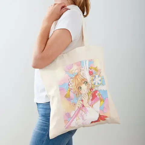 Cardcaptor Sakura Sakura Tote Bag bolso de mano personalizado bolsas de carrito de compras bolso de mujer plegable de supermercado
