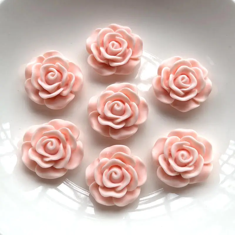 20pcs 20mm rose flower Flat Back Resin Gems Crystal Stones Beads for DIY Crafts -HF68