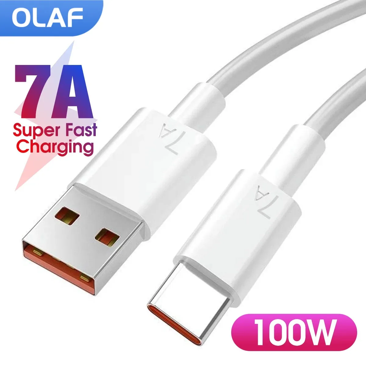 Olaf 7A 100W USB Type C Cable For Huawei Honor Xiaomi Fast Charging Wire USB-C Charger Data Cord For Samsung Type C Cables