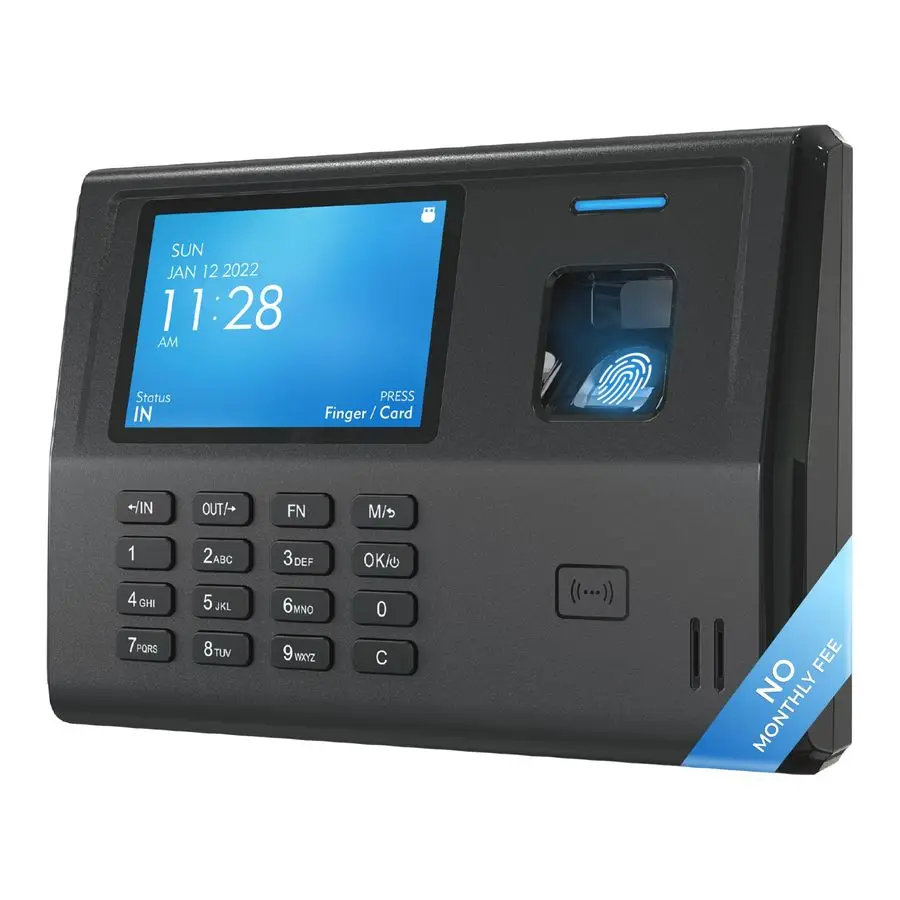 ساعات الوقت لموظفي الأعمال الصغيرة، لا يوجد رسوم شهرية، لا يتطلب برنامج، ساعة بيومترية لبصمة الإصبع، مدخل وخارج الجهاز