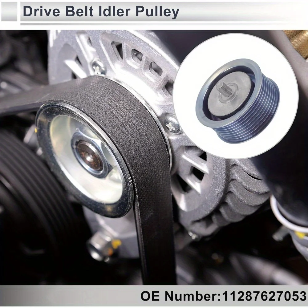 

Drive Belt Idler Pulley for BMW X6 2008-2011 Serpentine Tensioner Pulley Idler with Bolt Washer No.11287627053 Steel Silver Tone