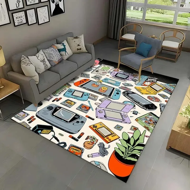 Retro Game Console Boy Gaming Room Carpet Soft Floor Mat Non Slip Rug for Home Living Room Children Bedroom Sofa Doormat Decor