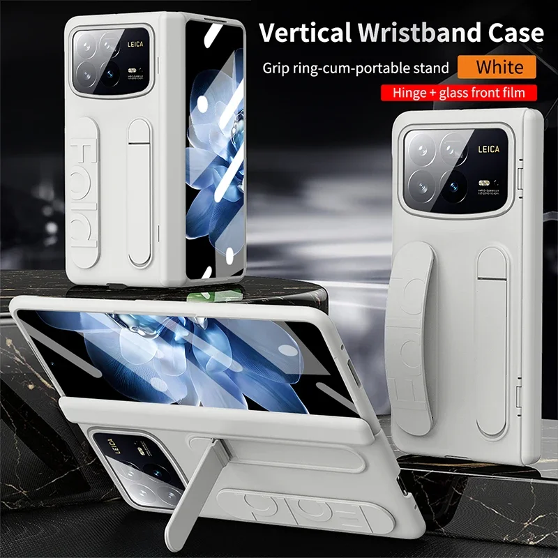 Case For Xiaomi Mix Fold 4 Fold 3 360° all inclusive Wristband Holder With Hinge Skin Feel Shockproof Mobile Phone Case Cover