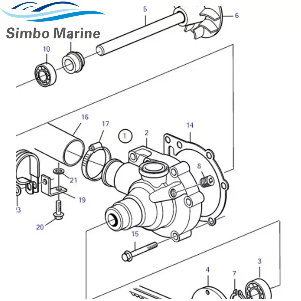 For Volvo Penta Circulating Water Pump AD 31 41 KAMD32 43 44 300 Motors 23059414 3809412 3803869 3580777 3809412