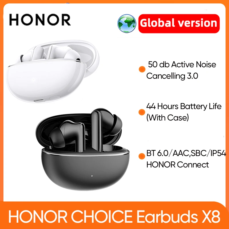 

Original New HONOR CHOICE Earbuds X8 TWS Earbuds 50dB Active Noise Reduction 510 mAh Battery up to 44 hours of playback IP54
