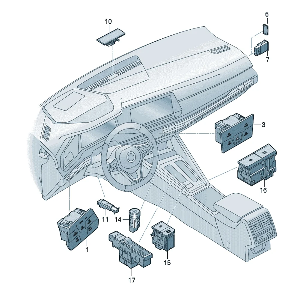 5HG 941 193 B, 5HG941193B For VW Golf 2021-2025 Touch Screen Headlight /Fog Lamp Switch Multi-Function Button