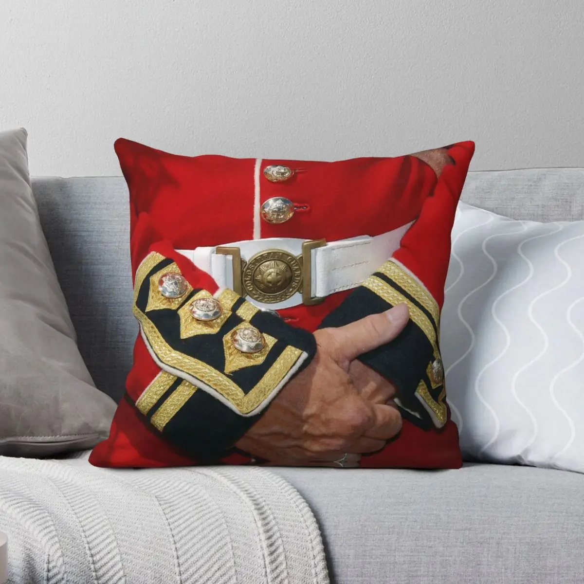 British Coldstream Guards Pillowcase Polyester Linen Velvet Pattern Zip Decorative Car Cushion Case