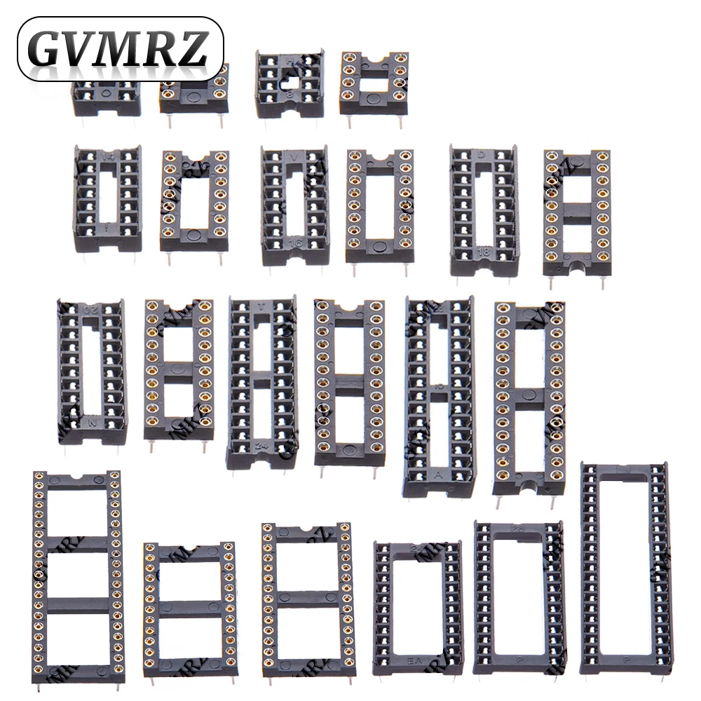 10PCS DIP IC Socket Adapter Assorted Sizes DIP6–DIP40 Round Pin / Square Pin Narrow & Wide Type for PCB DIY Electronics