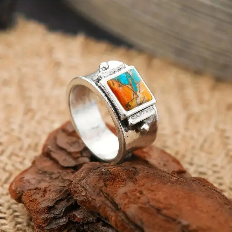 1pc Fashionable Bohemian Square Decor Wide Ring, Birthday Anniversary Gift Anniversary Party Gifts, Jewelry,Niche Style Hot List