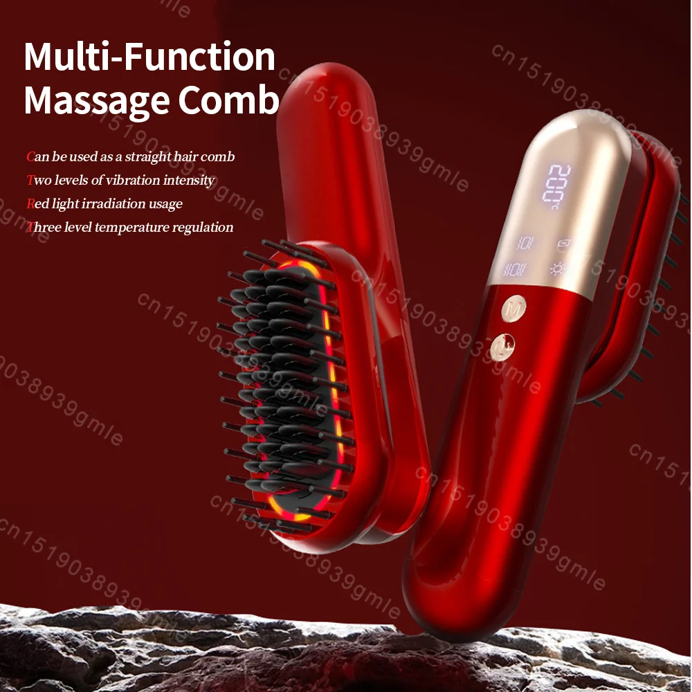 Multi Functional Massage Comb Electric Vibration Massage Brush Red Light Therapy Hair Growth Massage Scalp Brush Anti Hair Loss