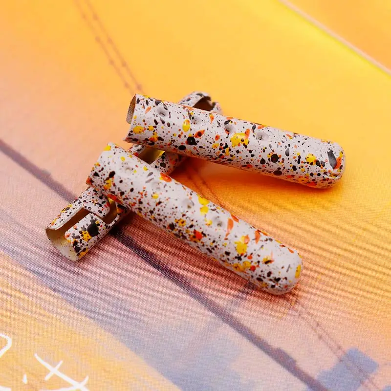 Weiou Lace 22.3*4.2mm Spray Dots Sneaker Lace\'s Ends Khaki Metal Tips Trendy Shoelace Head\'s Decoration With Colored Inks Splash