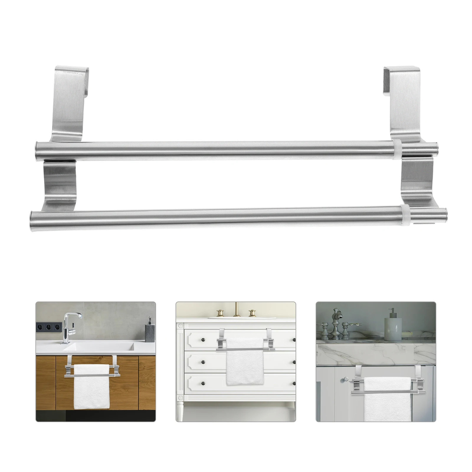 

Modern Adjustable Towel Bar Double Bathroom Accessory Stylish Kitchen Towel Rack Elegant Design Bathroom Accessories