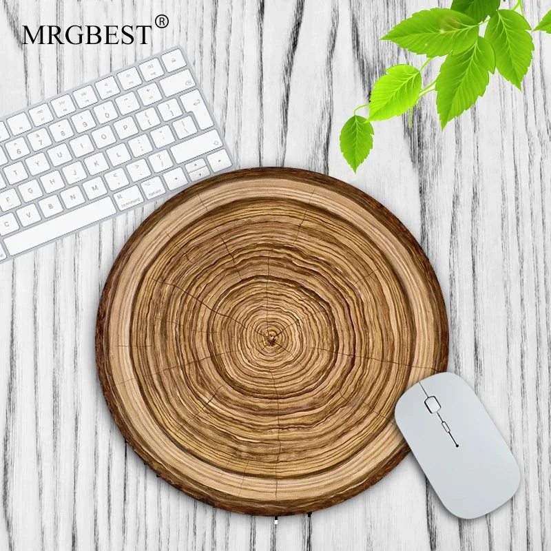 

Round wood grain mouse pad table pad 22x22/20x20cm game accessories anti slip lock edge - suitable for office and home use