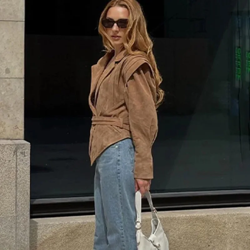 Tornova Streetwear Fashion Trobe Jacket Women's Long Sleeve Slim Lace Up Short Coat Casual Club Party Female Jacket Autumn New