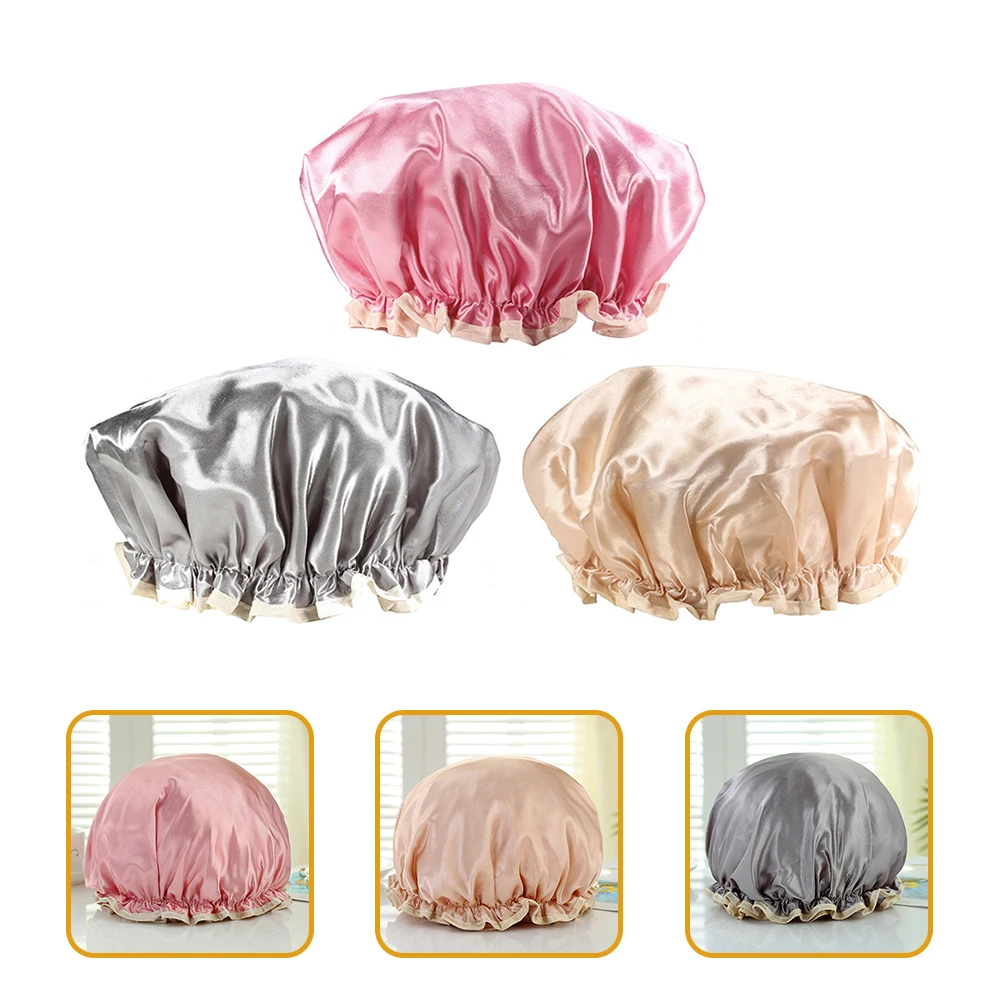 

Shower Cap for Long -proof and Waterproof Reusable Caps Spray Satin Women's